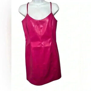 💖 NWT Steve Madden Hot Pink Vegan Leather Mini Dress -Valentine's Day Date